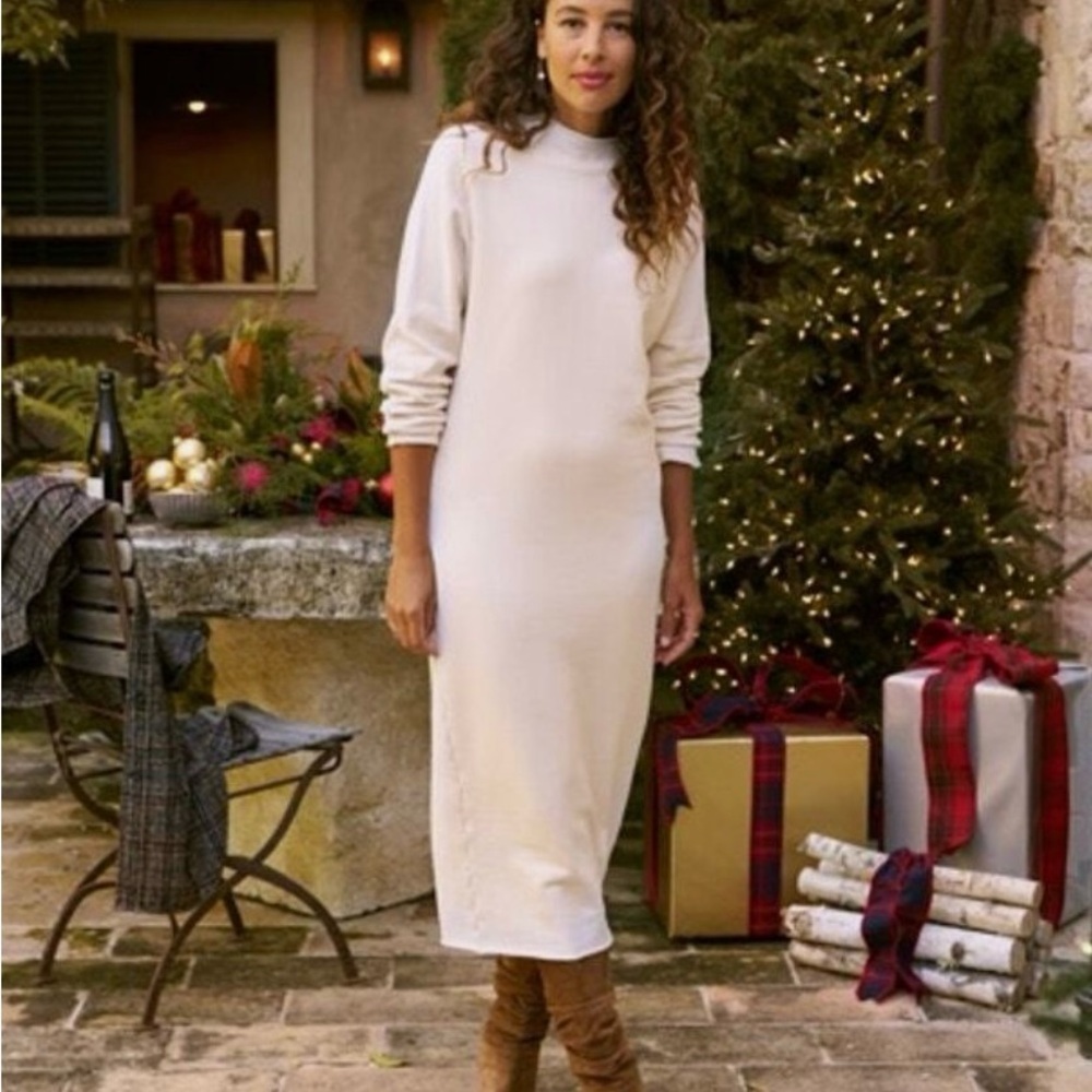 Frank & Eileen Cream Long Sleeve Dress